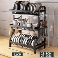Égouttoir à vaisselle 3 niveaux en métal, moderne, multifonctionnel, mobile, non pliable, sur pied, durable et efficace
