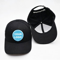 Zwarte 6-panel hoge kwaliteit verstelbare katoenen petten met borduurwerk, groothandel, gepersonaliseerde petten