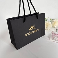 Sac de shopping pliable noir personnalisé, logo imprimé sur mesure, sac de transport pour boutique, vêtements, bijoux, cadeaux, sac de shopping en papier kraft
