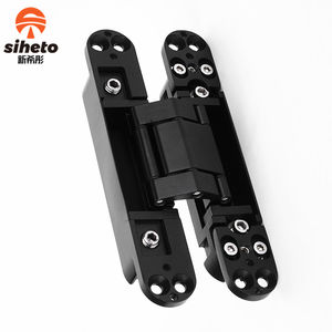 Цинковый сплав черный серебристый Сверхмощный 3D 180 градусов Регулируемый невидимый скрытый шарнир деревянные дверные петли - Product Image 2
