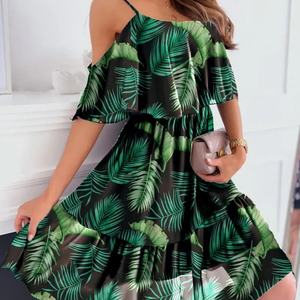 Robe d'été sexy à imprimé floral pour femmes, taille haute, manches cool, robes d'été décontractées respirantes, robe confortable pour femmes. - Product Image 4