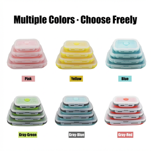 Factory Stock Silicone Foldable Multifunctional Square <b>Lunch</b> <b>Box</b> Bento <b>Box</b> Microwave Safe Refrigerator Storage Fresh-Keeping - Product Image 2