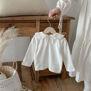 Kemeja dasar katun anak perempuan balita, atasan bayi lengan panjang, kerah boneka, pakaian anak-anak baru musim gugur 2025 - Product Image 2