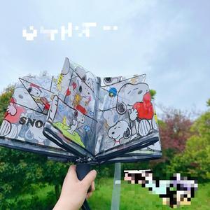 Paraguas Plegable Automático y Portátil Ruunjoy con Mango Largo y Corto para Estudiantes, Diseño Lindo y Transparente con Estampado Personalizado de la Serie de Anime Inspirada en <span class=keywords><strong>Snoopy</strong></span> - Product Image 3