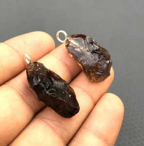 Natural Smoky Quartz Rough 92.5 Sterling <b>Silver</b> <b>Pendant</b> Charms Women Jewelry <b>Men</b> Gift Trendy Stone Wholesale - Product Image 3