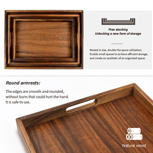 Wdf Độc Đáo Nhà Bếp Khay Đặt Thực Phẩm Gỗ Phục Vụ Khay Phục Vụ Platter Đảng Thêm Lớn Gỗ Keo Phục Vụ Khay Với Xử Lý - Product Image 3