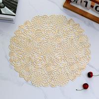 Napperon de table rond ajouré Rose, style nordique, en PVC, imperméable, résistant à l'huile et isolant thermique, pour hôtels et mariages