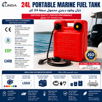 Nouvelle citerne à carburant portable LINDA rouge 24L en HDPE à 2 cylindres pour bateaux et yachts, moteur hors-bord Yamaha 40hp 2 temps, stockage d'essence