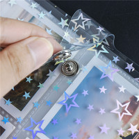 Couverture de classeur A5 A6 A7 avec anneaux argentés de 20 mm de diamètre, coque de carnet mignonne à motif étoile laser, couverture de planificateur en PVC pour notes et papier de recharge