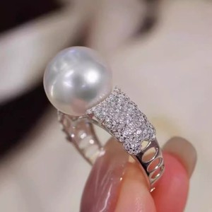 10696DIY Accesorios de Perlas, Anillo de Plata S925, Base Vacía para Joyería de Plata de Moda con Cuentas Redondas de 5-7 mm - Product Image 1