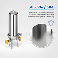 Vase sous pression filtrant en acier inoxydable pour ligne de production, à cartouche unique, avec vannes de protection, pour purification, 100 L/heure, fonctionnement automatique