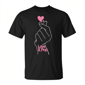 Camiseta Love K Pop con Diseño de Corazón Negro, Unisex, para Uso Promocional - Product Image 2