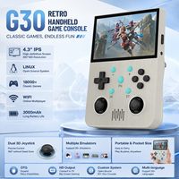Console de jeu portable rétro G30, écran IPS 4,3'', double joystick sans fil, batterie 3000 mAh, système Linux 64 Go, cadeau pour enfants