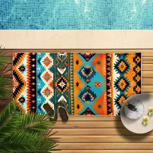 Serviette de plage en coton pur ultra absorbante, personnalisée avec un motif, super confortable, avec poche - Product Image 3
