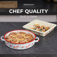 Plat de cuisson émaillé floral en gros, personnalisable avec logo OEM, plat à rôtir avec poignées, plaque de four pour légumes, lasagnes et casseroles