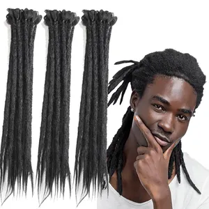 Fecho de cabelo sintético, fecho artesanal falso afro dreadlocks crochê longo macio trança estilos trança cabelo sintético dreadlock