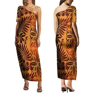 Tendencia de moda elegante un hombro Club fiesta vestido de graduación flor hawaiana diseño Tribal polinesio lujo Delgado largo Maxi vestidos - Product Image 1