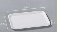 Plateau de service rectangulaire en mélamine blanche écologique personnalisé, vente chaude, plat poli pour buffet de fête, restauration, usage domestique