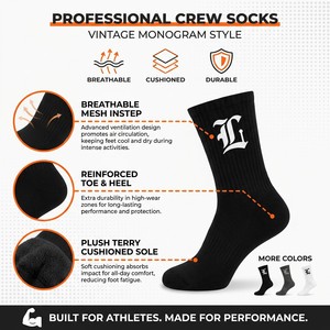 Factory Direct <strong>Athletic</strong> Designer <strong>Socks</strong> Moisture Wicking Sports Crew <strong>Socks</strong> Breathable Custom Logo <strong>Socks</strong> for Training Workout - Product Image 3
