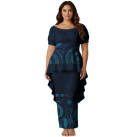 Vestido de Iglesia para la Noche, Estilo Tribal Polinesio, con Cola de Golondrina, Top y Falda, Conjunto de 2 Piezas para Mujer, Estilo Isleño, Puletasi Samoa, Ptaha Puletaha