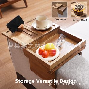 Plateau créatif en bois pour accoudoir de canapé 25x25x22cm avec porte-gobelet pour usage domestique - Product Image 4