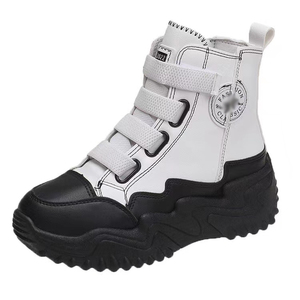 Casual Canvas Shoe Style <strong>Leather</strong> High Top <strong>Boots</strong> Thick Soles Lace Style <strong>Leather</strong> <strong>Boots</strong> Women - Product Image 5
