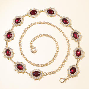 Cadena de cintura de metal con cristales coloridos, cadena corporal vintage con gemas y diamantes de imitación dorados para mujer, accesorio de moda para fiestas. - Product Image 4