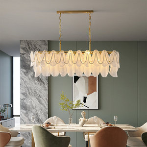 Lustre rectangulaire tout en cuivre à plusieurs têtes LED pour salon, chambre à coucher, salle à manger, décoration de la maison, style moderne et luxueux - Product Image 4