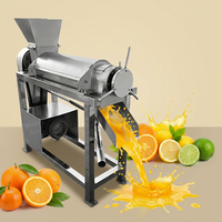 Industriële citruspers van roestvrij staal, slowjuicer, koude persing, voor citroenen en sinaasappels.