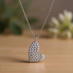 Collar con colgante de circón en forma de corazón Amy Amy, chapado en plata para mujer, regalo, joyería C0286 - Product Image 2