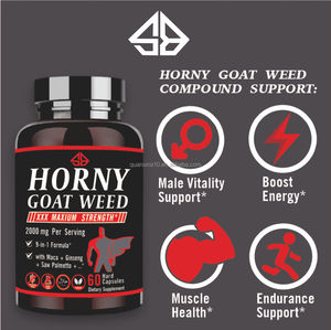 Cápsulas Herbales Dietéticas 9 en 1 con Horny Goat Weed, Maca y Ginseng para Hombres, OEM Boost Energy, Endurance, Soporte Muscular - Product Image 2
