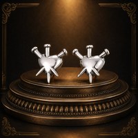 Boucles d'oreilles clous en forme de cœur, plaqué argent antique, style punk rétro, bijoux d'oreille tendance pour femme, base en cuivre