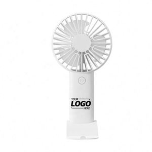 Portable Mini Handheld Fan with Phone Stand - Custom Logo USB Rechargeable Pocket Fan for <b>Gifts</b> & Promotions - Product Image 1