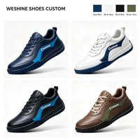 Baskets basses en cuir pour hommes, à lacets, color block, style urbain, semelle souple en caoutchouc, chaussures décontractées pour la marche quotidienne
