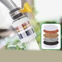 Filtre purificateur d'eau universel pour robinet de cuisine à 6 couches en plastique, économiseur d'eau, aérateur, filtration au charbon actif, pommeau de douche