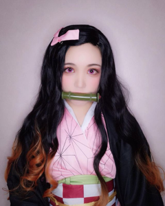 Parrucca <span class=keywords><strong>Cosplay</strong></span> di Kamado Nezuko della Serie Demon Slayer Kimetsu No <span class=keywords><strong>Yaiba</strong></span>, Versione Sfumata con Colore Ombré - Product Image 6
