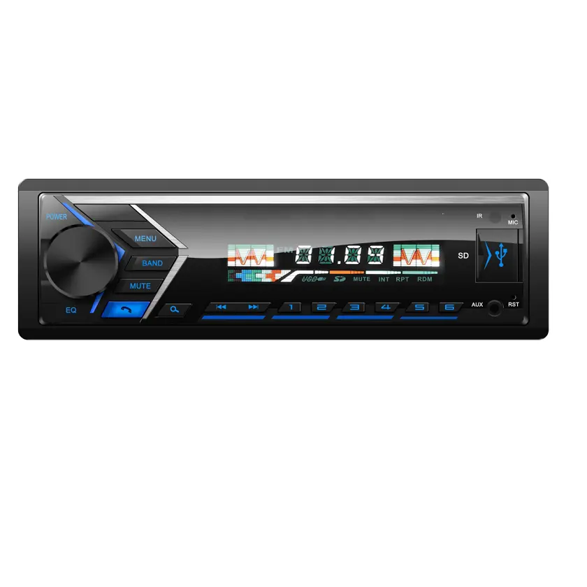 Lecteur multimédia MP3 stéréo de voiture Single Din Entrée USB/SD/AUX Audio de voiture avec BT et appels mains libres