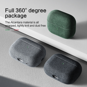 Étui de protection en cuir Alcantara de luxe <span class=keywords><strong>pour</strong></span> Airpods 3 4 Pro 1ère/2ème/3ème génération, même cuir utilisé <span class=keywords><strong>pour</strong></span> les voitures de <span class=keywords><strong>sport</strong></span> - Product Image 5