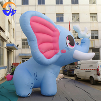 Modèle d'éléphant gonflable publicitaire multicolore, mignon, de style dessin animé, thème animal, accessoires de décoration publicitaire extérieure avec souffleur