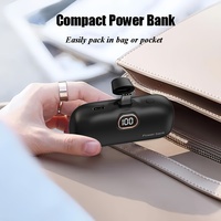 HYTO Mini Powerbank 2-en-1 avec écran LED, 5000 mAh, haute capacité, station PVC, sortie 10W, petit chargeur portable Type-C pour iPhone