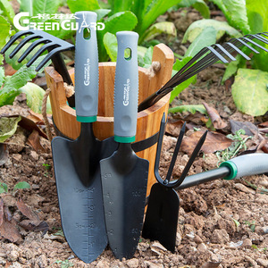 GreenGuard Garden Tool Set 5-Piece Steel Hand Tools For Planting Digging Raking With Wooden Holder - Product Image 1