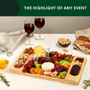 Ensemble de planches à fromage en bois de bambou avec tiroir, plateau de service pour fromage, pizza et pain, lavage à la main uniquement - Product Image 1