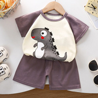 Setelan Baju Lengan Pendek dan Celana Pendek Musim Panas untuk Anak Laki-laki dan Perempuan dengan Motif Kartun, Nyaman, Bernapas, dan Modis