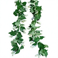 Guirlande de lierre artificiel avec des bourgeons de fleurs blanches, fausse vigne verte, feuillage suspendu pour arche de mariage, décoration murale de la maison, jardin