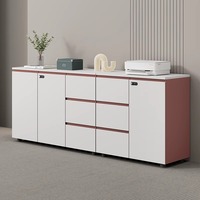 Armoire de classement sans poignée en bois avec serrure pour tiroirs, design moderne et épuré pour le rangement de bureau