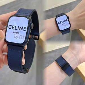 Nouveau design <span class=keywords><strong>bracelet</strong></span> de montre en <span class=keywords><strong>cuir</strong></span> véritable 38mm 49mm 46mm 42mm avec fermoir magnétique pour Apple Watch Ultra 10 9 8 7 6 SE <span class=keywords><strong>bracelet</strong></span> en <span class=keywords><strong>cuir</strong></span> - Product Image 2