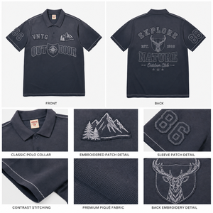 T-shirt en coton épais personnalisé OEM, broderie, <span class=keywords><strong>polo</strong></span> en piqué de coton, boutons, t-shirts haute visibilité pour hommes, noir, Camisetas De Portugal Negro - Product Image 3