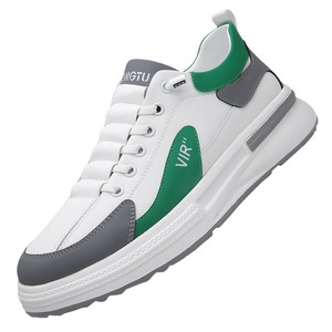 White Chunky Sneakers Men <b>Round</b> Toe Slip On Platform Rubber Sole <b>Cushioned</b> Spring Casual Shoes - Product Image 5