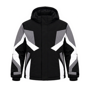Chaqueta de Esquí Impermeable Negra con Cierre de Cremallera, Chaqueta de Invierno con Capucha, Abrigo para Exteriores con Panel Reflectante, Ropa de Invierno para Hombre - Product Image 1