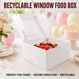 Maßgefertigte Transparente Kuchenbox Recycelbare Papier-Bäckereiverpackung Weiße Faltbare Dessertboxen Großhandel in Großmengen Kundenspezifische Größe Fabrik - Product Image 1